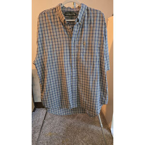 Knights of Round Table Plaid Button Up, Short Sleeve Shirt, With Pocket XL